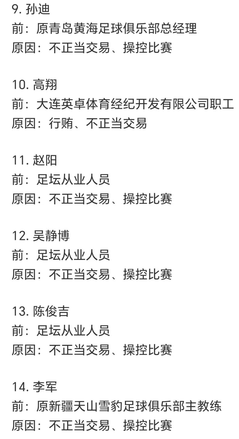 足协官宣！假赌黑第三批处罚名单！17人终身禁足1队追扣6分